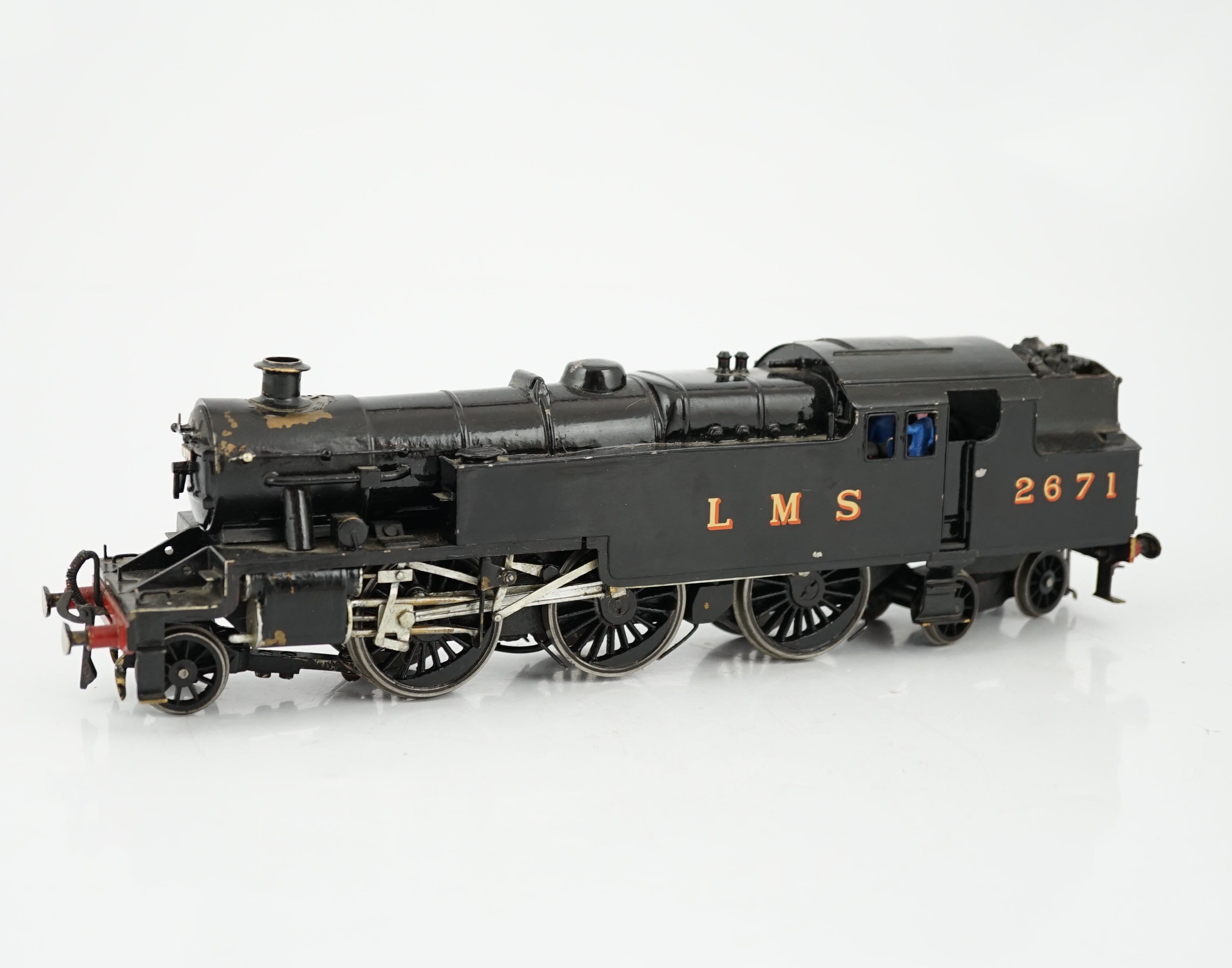 A brass kit-built LMS 2-6-4T Stanier Tank locomotive, 2671, for 2-rail running, in unlined black livery, with some detailing, sprung buffers, etc.